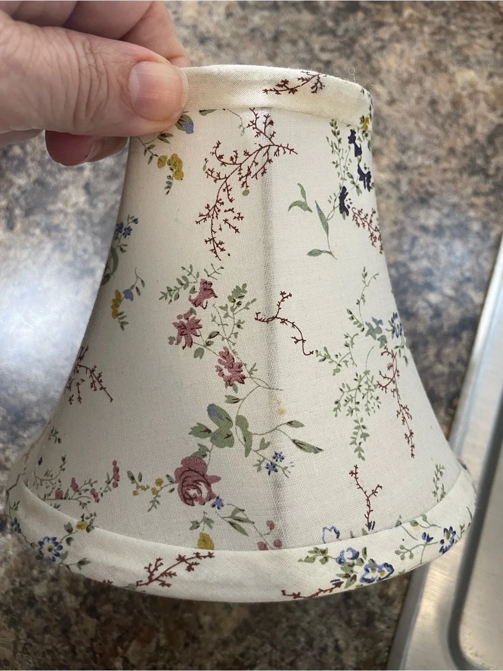 ACME Orange Mini Cast Iron Stove Lantern Vtg Salesmen Sample Floral Fabric Shade